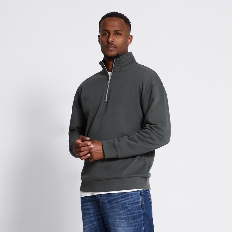 Half Zip Sweatshirt "Frank" Dark Green